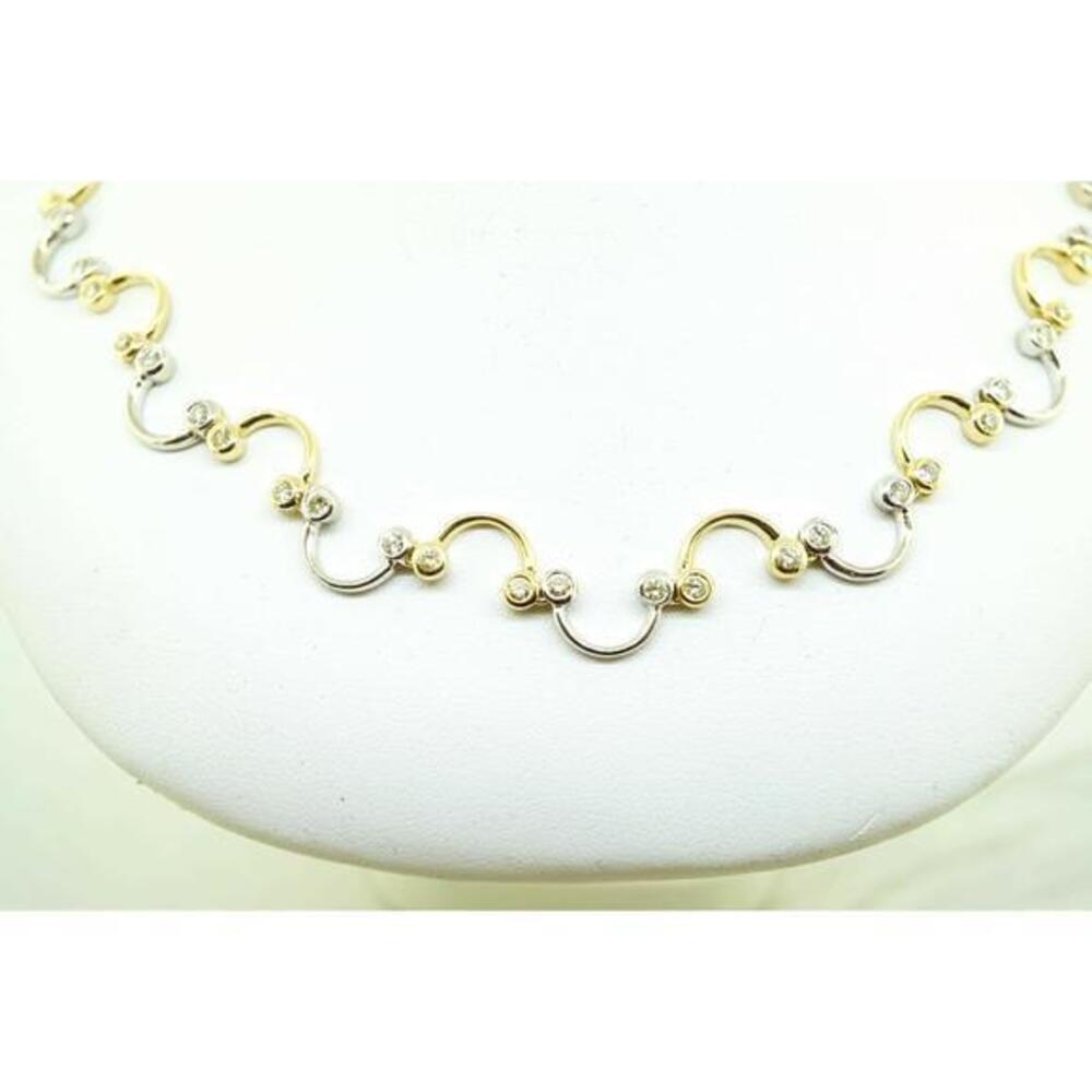 Estate Sale 14k Multi-Tone Gold Diamond Necklace 2.40 TCW Chain 17 Vintage Style
